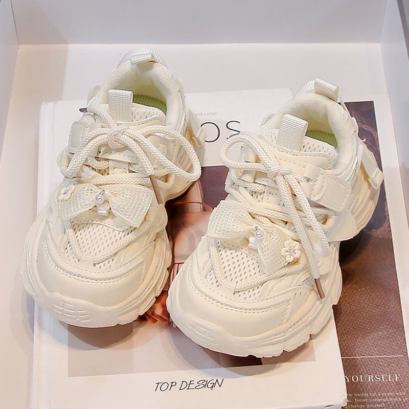Girls' Sneaker 2025 Spring New Korean Shoes Children'S Mesh Torre Shoes Big Children'S Casual Shoes - Image 1