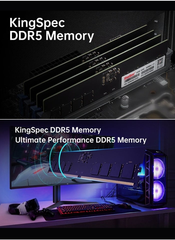 كينجس بيك - ذاكرة الوصول العشوائي DDR5 سعة 16 جيجابايت لسطح المكتب وذاكرة الوصول العشوائي (RAM) ذات 288 دبوسًا DIMM بسرعة 5600 ميجاهرتز متوافقة مع نظام Intel وAMD - Image 1