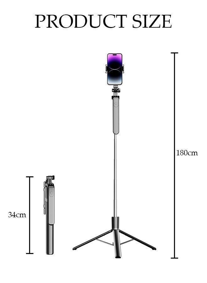 DUNISO Selfie Stick, All-in-1 Extendable Cell Phone Tripod Stand,Rotate Phone Tripod with Bluetooth Remote Shutter and Fill Light,Group Selfies/Live Streaming/Video Recording Compatible with All Phones - Image 2