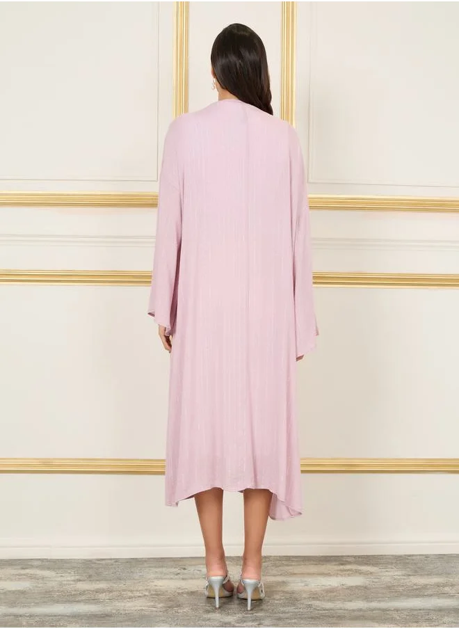 Styli Oversized Lurex Striped Drop Shoulder Midi Kimono