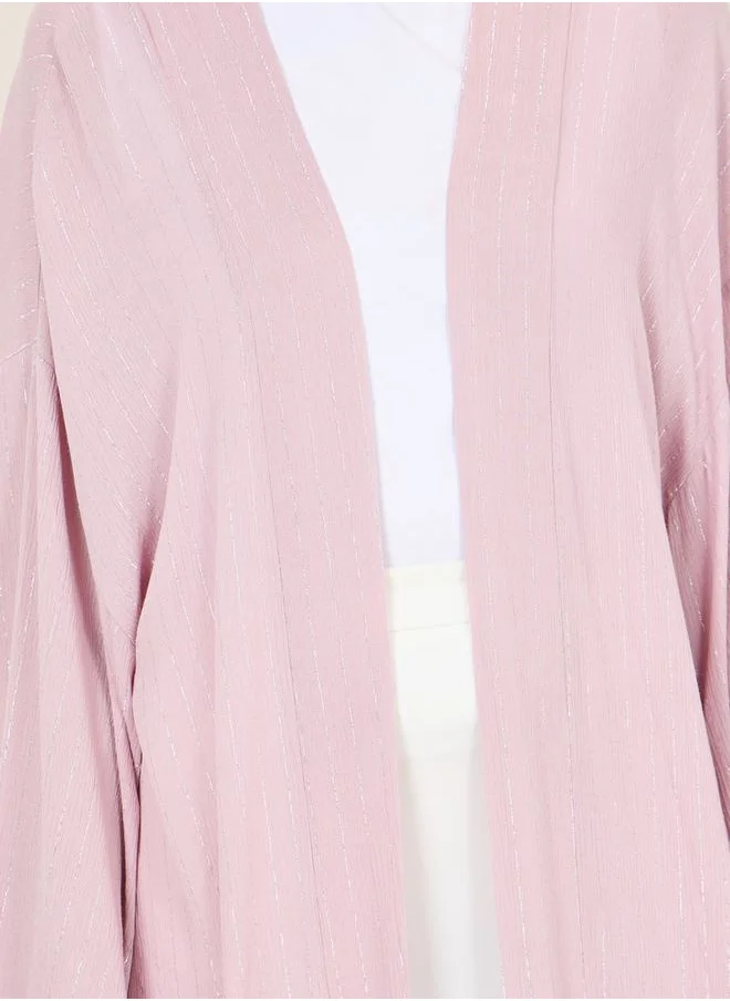 Styli Oversized Lurex Striped Drop Shoulder Midi Kimono