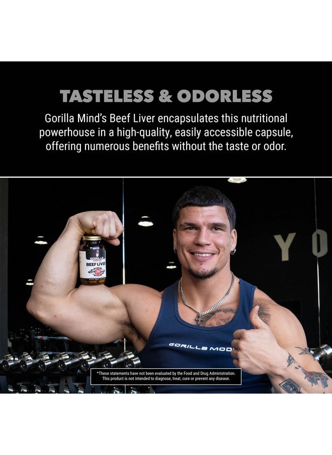 جوريلا_مايند - كبد البقر الأرجنتيني Gorilla Mind Grass-Fed - مكمل غذائي متعدد الفيتامينات/كبد البقر من Nature's في كبسولات مجففة بالتجميد/مربى في المراعي/خالي من الهرمونات/كل وجبة تعادل 1 أونصة من كبد البقر - Image 1