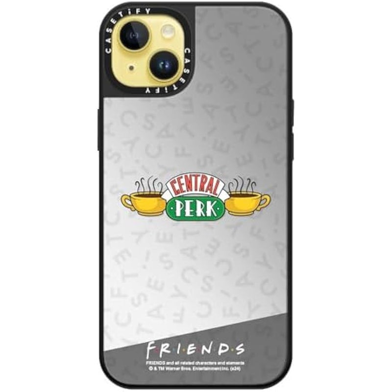 كاستيفي CASETiFY Mirror iPhone 14 Plus Case 【Friends Co-Lab / 4.9ft Drop Protection/Compatible with Magsafe】 - Central Perk - Silver on Black - Image 3