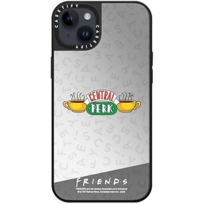 كاستيفي CASETiFY Mirror iPhone 14 Plus Case 【Friends Co-Lab / 4.9ft Drop Protection/Compatible with Magsafe】 - Central Perk - Silver on Black - Image 5