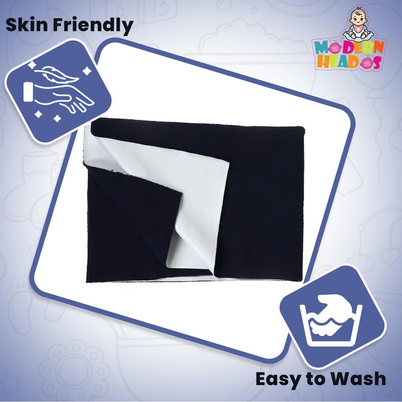 Modern Heados Anti-Piling Fleece Extra Absorbent Quick Dry Sheet for New Born Babies, Cotton Bed Protector Mattress, Reusable Waterproof Baby Cot Sheet (Black, Large) - Image 3