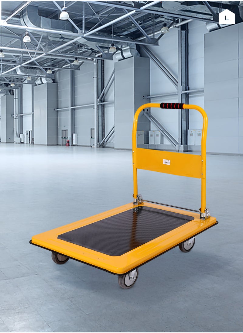 LAWAZIM - Push Cart Dolly-300kg- Heavy-duty Folding Hand Platform Truck with Smooth Rolling Wheels and Foldable Handle -for Construction and Material Handling, Warehouse Transport, and Industrial Moving - Image 1
