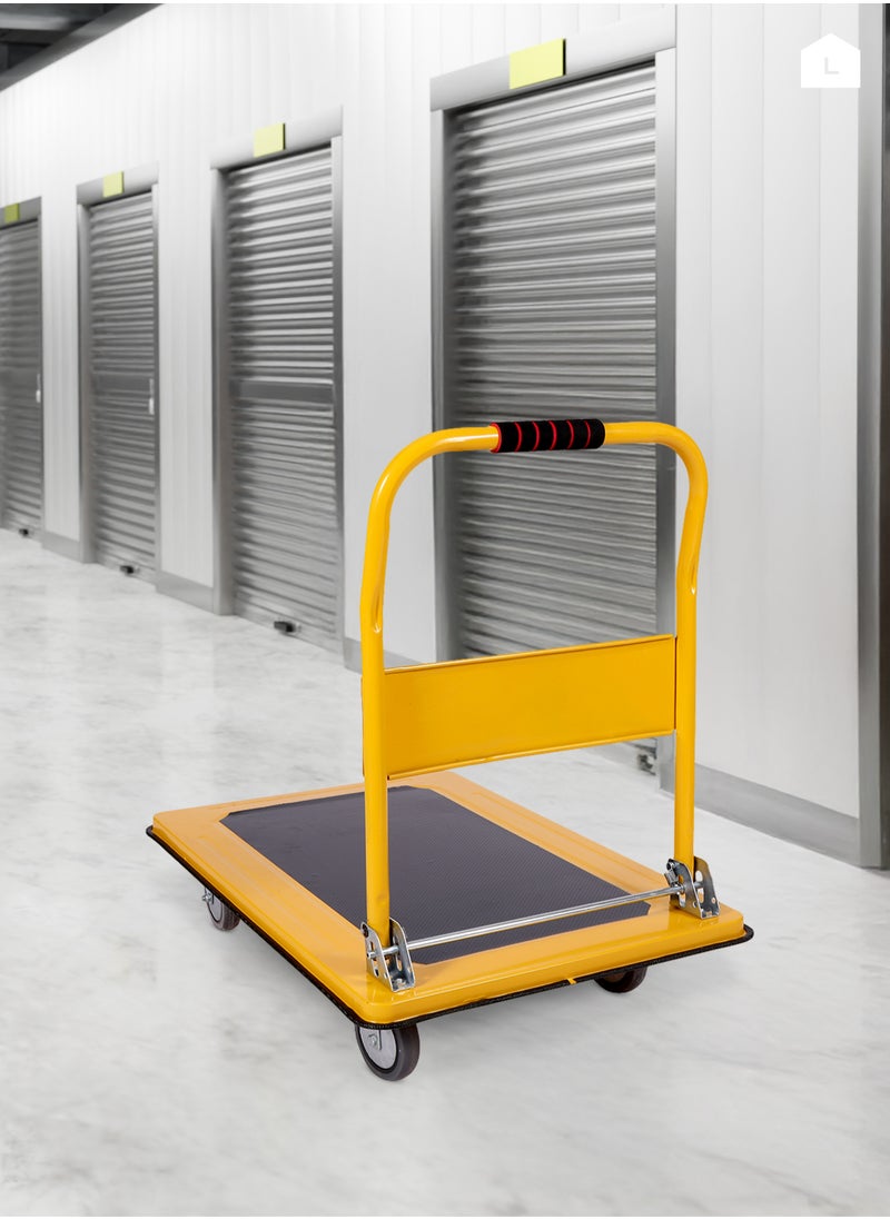 LAWAZIM - Push Cart Dolly-300kg- Heavy-duty Folding Hand Platform Truck with Smooth Rolling Wheels and Foldable Handle -for Construction and Material Handling, Warehouse Transport, and Industrial Moving - Image 1