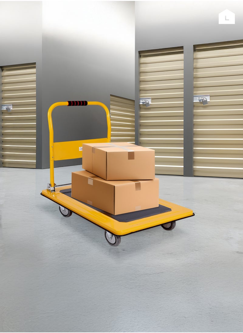 LAWAZIM - Push Cart Dolly-300kg- Heavy-duty Folding Hand Platform Truck with Smooth Rolling Wheels and Foldable Handle -for Construction and Material Handling, Warehouse Transport, and Industrial Moving - Image 1