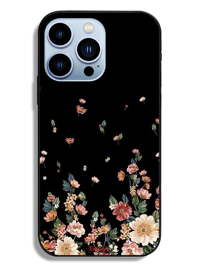 Tolwak Apple iPhone 13 Pro Protective Case Small Flowers In Bottom - Image 2
