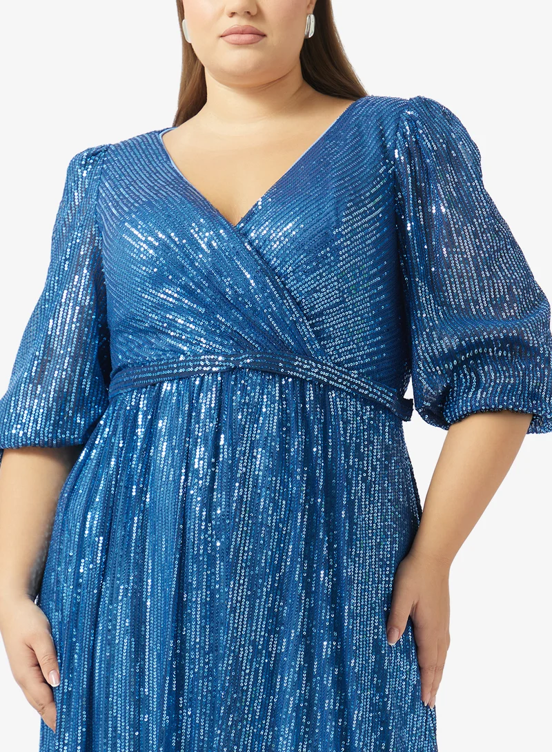 Ella Plus  Plus Size Shimmer A-line Dress for Women | Best Price UAE