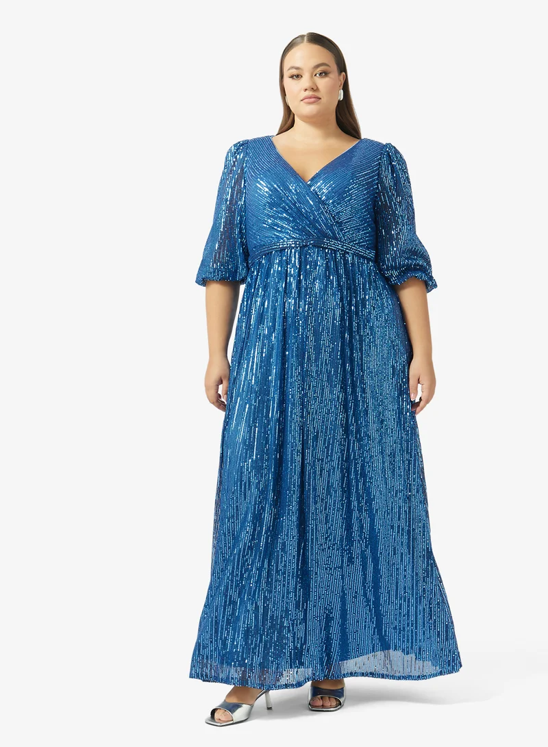 ايلا بلس فستان مقاس كبير بتصميم - لامع