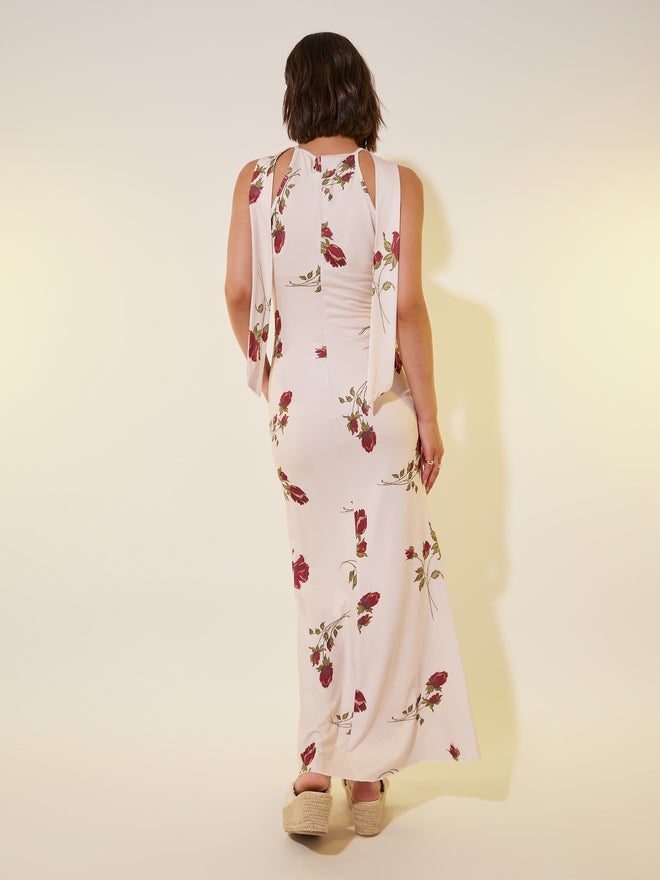 تايك تو فستان ماكسي بياقة هالتر وطبعات زهور - Image 5