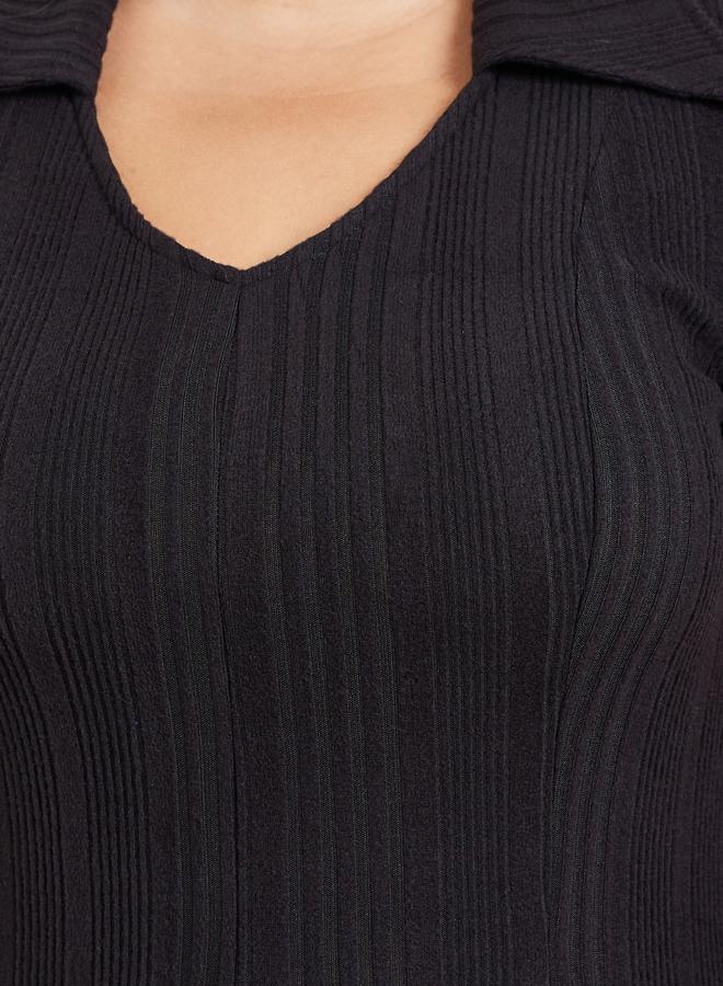 ستايلي فستان ميدي بحافة واسعة وياقة مفتوحة بمقاس كبير - Image 3