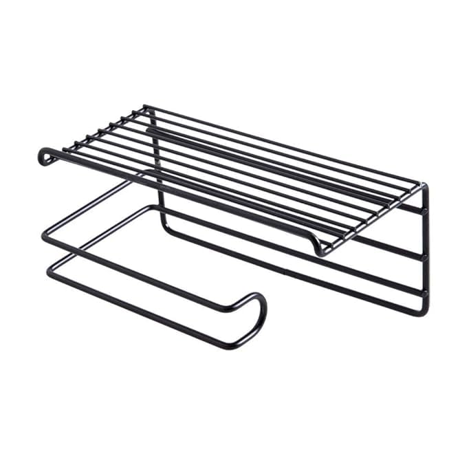 DAOME حامل ورق تواليت لاصق 1 قطعة مع رف لحامل ورق المناديل والمناشف - (حجم قياسي، أسود) - Image 4