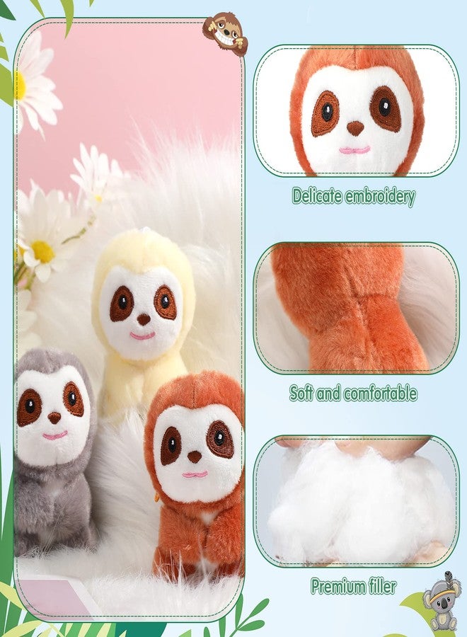 Zomiboo 9 Pcs Mini Sloth Stuffed Animal Sloth Birthday Party Supplies Small Baby Shower Sloth Gifts Soft Huggable Adorable Jungle Animal Plush Toys Set for Party Favors Award 4 Inches (Brown, Gray, Beige) - Image 3