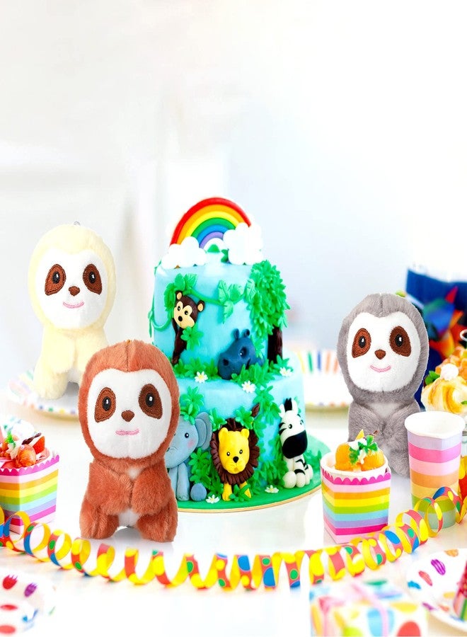 Zomiboo 9 Pcs Mini Sloth Stuffed Animal Sloth Birthday Party Supplies Small Baby Shower Sloth Gifts Soft Huggable Adorable Jungle Animal Plush Toys Set for Party Favors Award 4 Inches (Brown, Gray, Beige) - Image 5