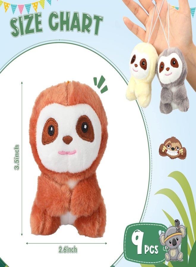 Zomiboo 9 Pcs Mini Sloth Stuffed Animal Sloth Birthday Party Supplies Small Baby Shower Sloth Gifts Soft Huggable Adorable Jungle Animal Plush Toys Set for Party Favors Award 4 Inches (Brown, Gray, Beige) - Image 2