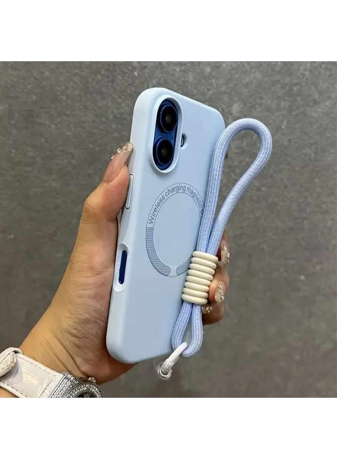 Purple Liquid Silicone Phone Case for iPhone 11 With Wrist Strap Full Protection Magnetic - Image 5