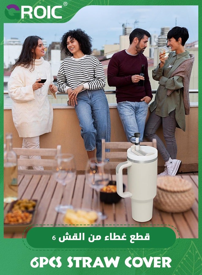 GROIC 6PCS 10mm for Stanley Straw Cover Cup 40&30 Oz Accessories, Reusable for Stanley Straw Toppers for Tumblers, Silicone Straw Covers Cap,Dust-Proof Protector Straw Lid(Black) - Image 5