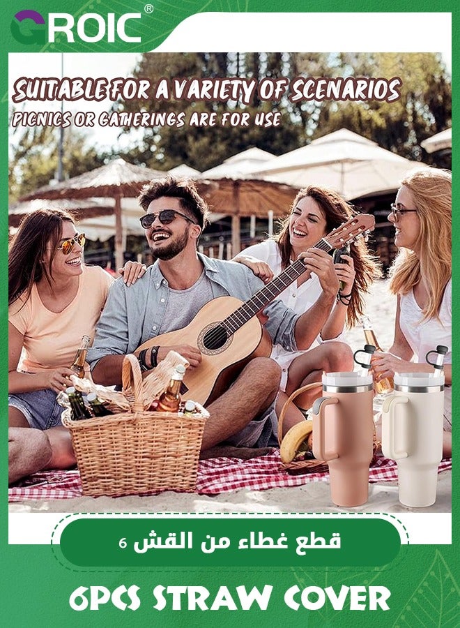 GROIC 6PCS 10mm for Stanley Straw Cover Cup 40&30 Oz Accessories, Reusable for Stanley Straw Toppers for Tumblers, Silicone Straw Covers Cap,Dust-Proof Protector Straw Lid(Black) - Image 3