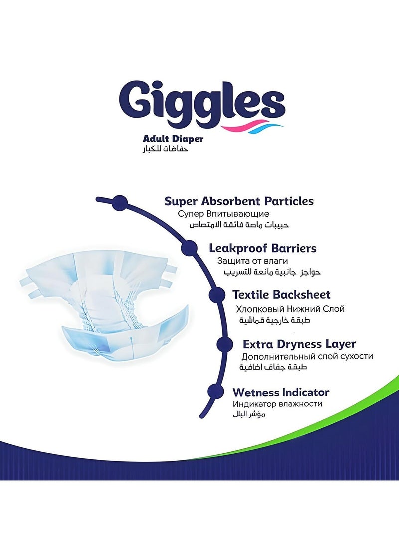 giggles 3 Pack of Giggles Adult Diapers – Size Medium (Total 90 Pieces, Waist 85–125 cm) - Image 2