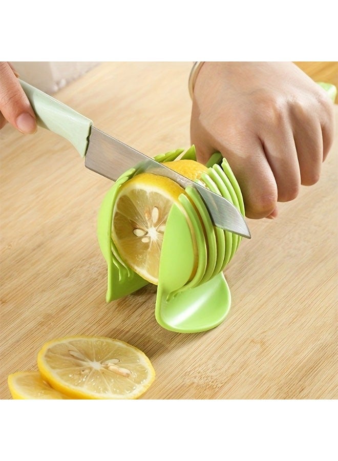هومستر 1pc Green Multi-Functional Kitchen Slicer Tool -Durable ABS Tomato, Lemon & Egg Cutter with Round Fruit Tongs -Manual Operation for Easy Slicing, Perfect for Uniform Tomato, Lemon & Egg Piress, Manual Slicer Agency. - Image 4