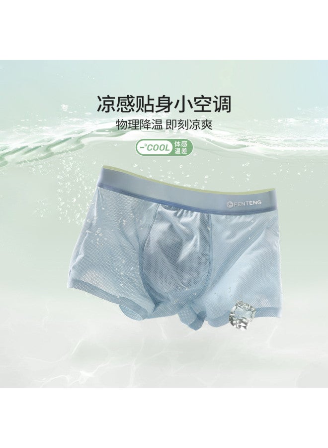 Fenton Fenteng  Men's Underwear Mid-rise Boxer Briefs Mesh Underwear Icy Silk Summer Thin Breathable Underwear - Image 4