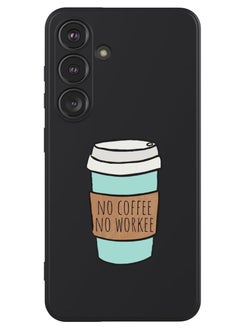 Protective Slim Fit Case Liquid Silicone Cover with Full Body Protection Anti-Scratch Shockproof Case For Samsung Galaxy S24 Plus (Black) - No Coffee No work