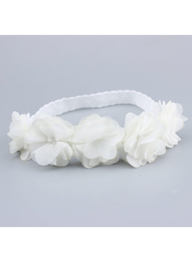 Asufegucd Baby Elastic Chiffon Flower Headbands Princess Girls Hand Sewing Beads Flower Headwear (XW1005) - Image 5
