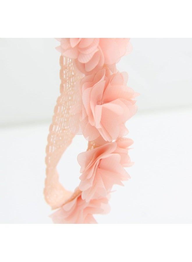 Asufegucd Baby Elastic Chiffon Flower Headbands Princess Girls Hand Sewing Beads Flower Headwear (XW1005) - Image 4