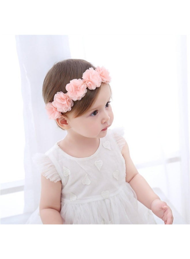 Asufegucd Baby Elastic Chiffon Flower Headbands Princess Girls Hand Sewing Beads Flower Headwear (XW1005) - Image 2