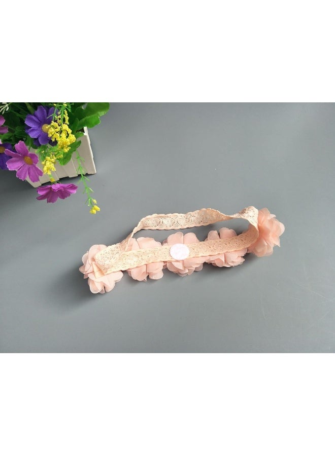 Asufegucd Baby Elastic Chiffon Flower Headbands Princess Girls Hand Sewing Beads Flower Headwear (XW1005) - Image 3