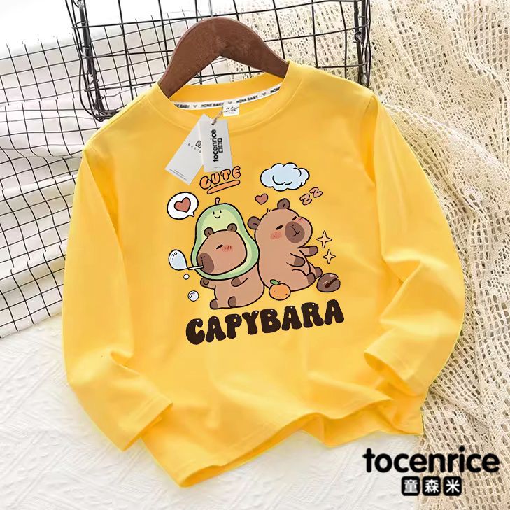 Kapibala Girls' Long-Sleeved T-Shirt Pure Cotton New Style Top Large Children'S Base Shirt Girl'S Thin Autumn 7 - Image 1