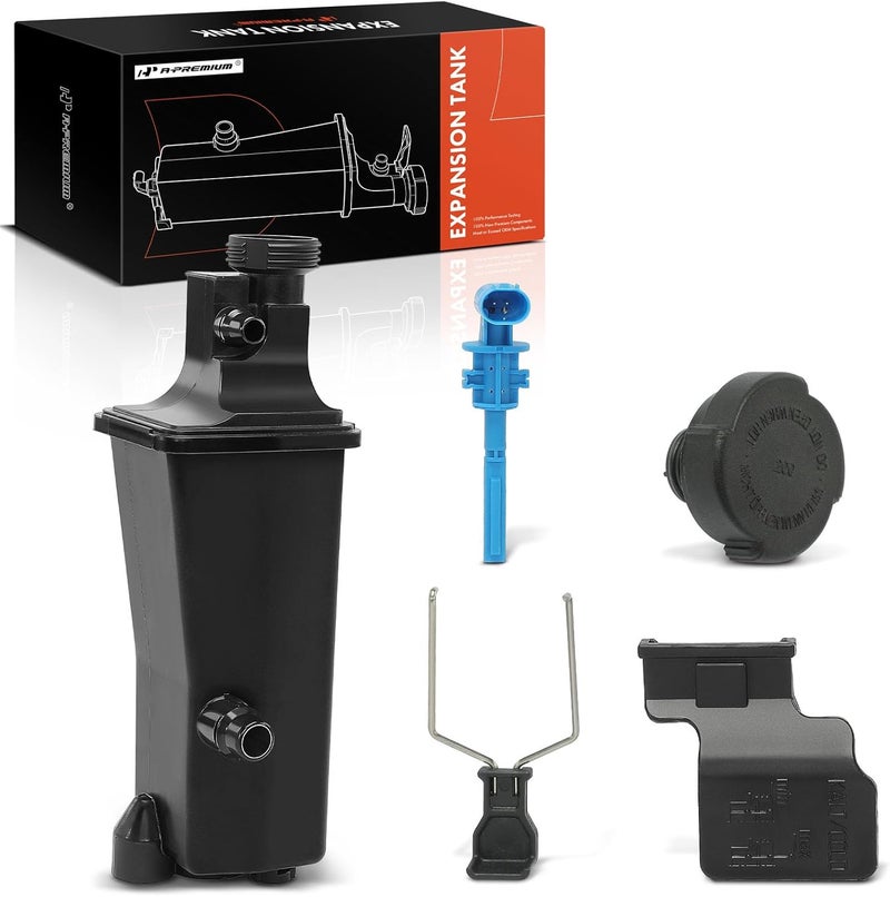 A-Premium Engine Coolant Overflow Recovery Reservoir Tank - W/Sensor & Cap [DOHC, 6Cyl 2.2 2.5 2.8 3.0L] Compatible with BMW E46-99-06-320i, 325xi, 328i, 330xi, X3, X5 & More, for# 17137787039 - Image 1