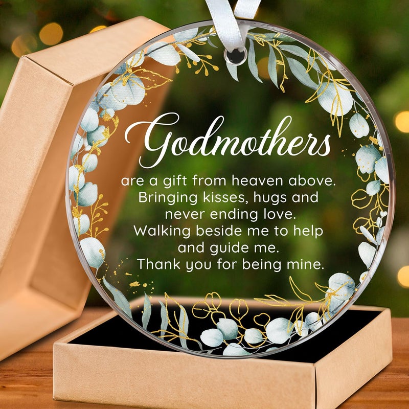 HEXMOZ Godmother Ornament - Godmother Gifts  Godmother Gifts from Godchild  Catholic Ornament  Present from Godchild - Acrylic Ornament 2025 - Image 1