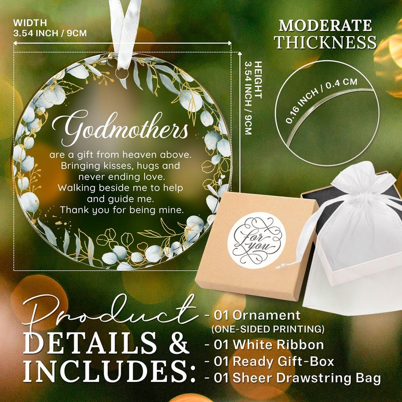 HEXMOZ Godmother Ornament - Godmother Gifts  Godmother Gifts from Godchild  Catholic Ornament  Present from Godchild - Acrylic Ornament 2025 - Image 3
