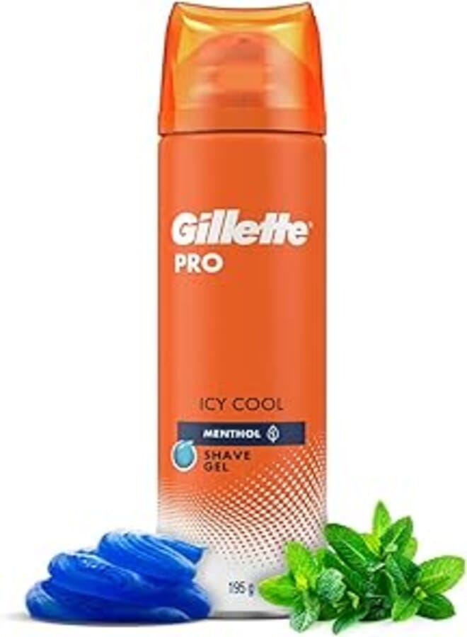 Gillette جيليت برو جل الحلاقة آيسي كول مع المنثول - 195 جرام، أبيض