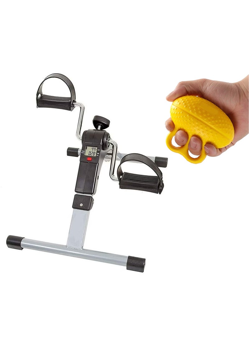 ALCOACH Mini Exercise Bike with Digital Monitor Portable Exercise Bike Pedals under Desk Mini Cycle Bike for Legs And Arms Exerciser with Hand Grip  - Image 1