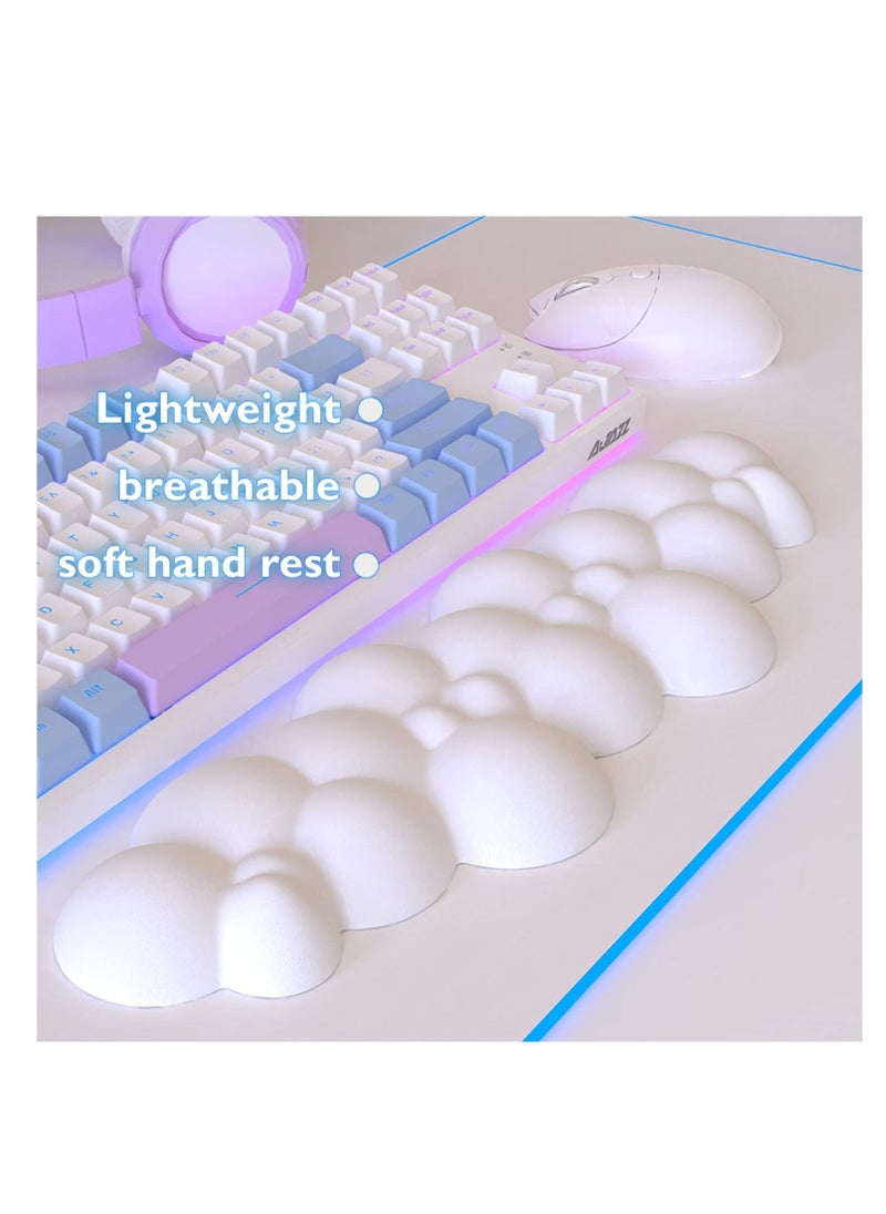 SYOSI Cloud Mouse Pad Wrist Support Keyboard Wrist Rest Set with Ergonomic Memory Foam,Non-Slip Base,Cloud Coasters for Home,Office,Laptop,Desktop Computer,Easy Typing Pain Relief- White  - Image 3
