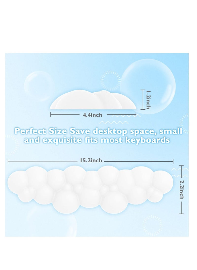 SYOSI - Cloud Mouse Pad Wrist Support Keyboard Wrist Rest Set with Ergonomic Memory Foam,Non-Slip Base,Cloud Coasters for Home,Office,Laptop,Desktop Computer,Easy Typing Pain Relief- White - Image 1