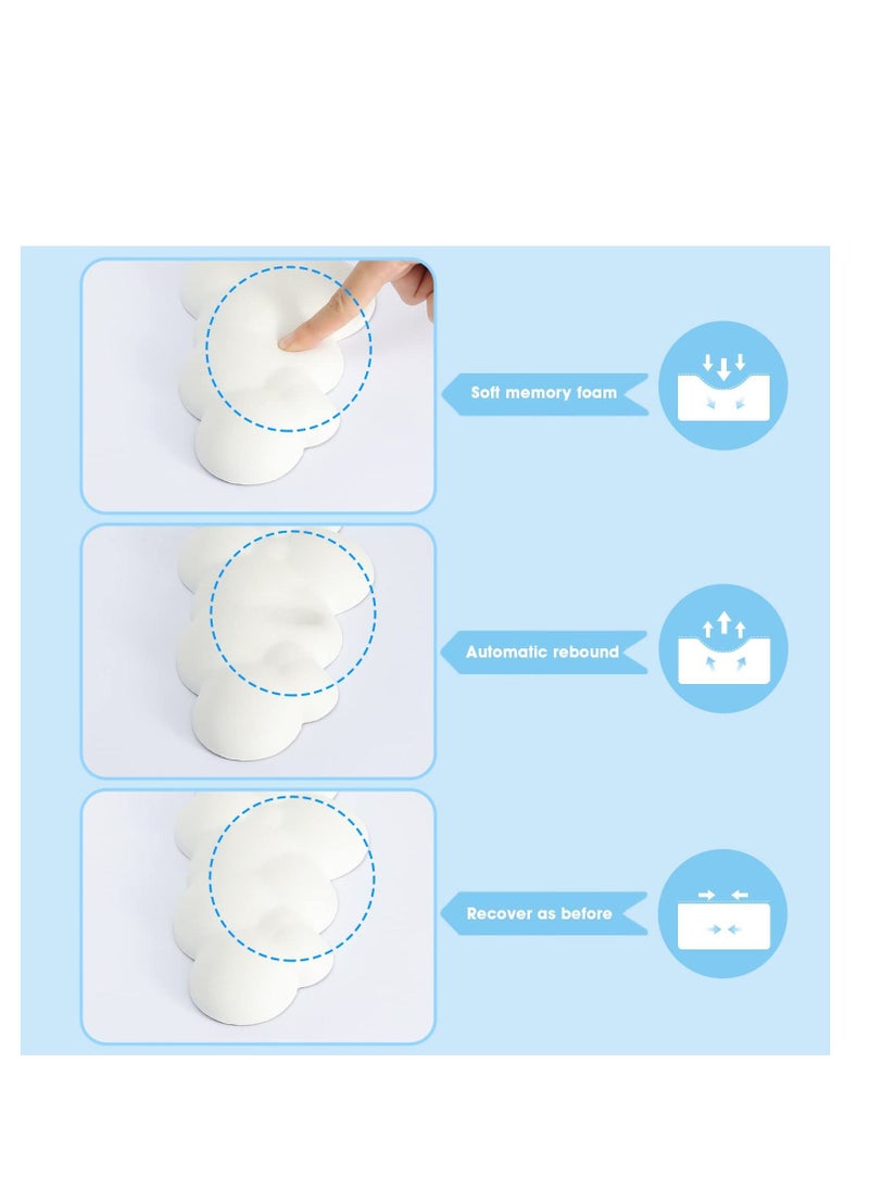 SYOSI Cloud Mouse Pad Wrist Support Keyboard Wrist Rest Set with Ergonomic Memory Foam,Non-Slip Base,Cloud Coasters for Home,Office,Laptop,Desktop Computer,Easy Typing Pain Relief- White  - Image 4