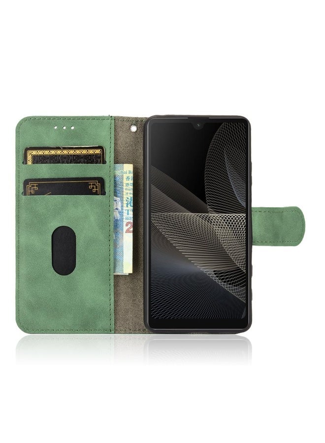 HuHa For Sony Xperia Ace II Solid Color Skin Feel Magnetic Buckle Horizontal Flip Calf Texture PU Leather Case with Holder & Card Slots & Wallet(Green)  - Image 4