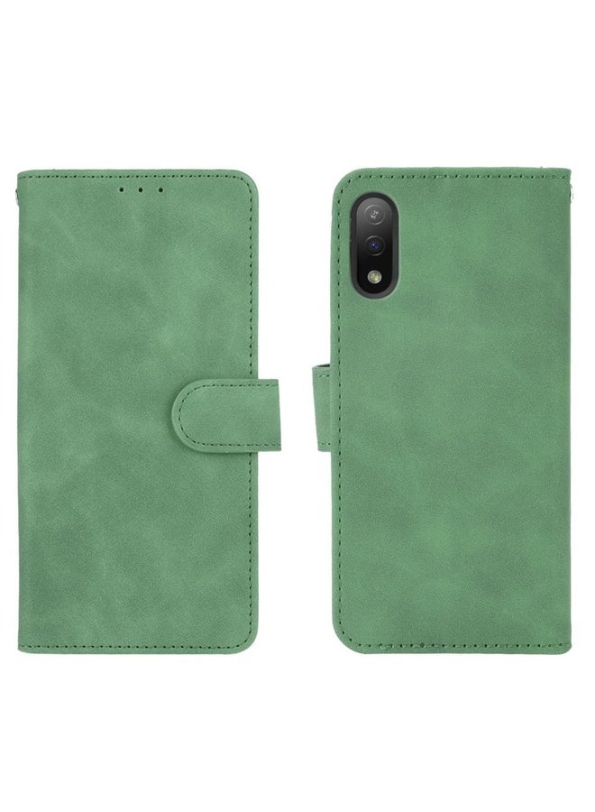 HuHa For Sony Xperia Ace II Solid Color Skin Feel Magnetic Buckle Horizontal Flip Calf Texture PU Leather Case with Holder & Card Slots & Wallet(Green)  - Image 2