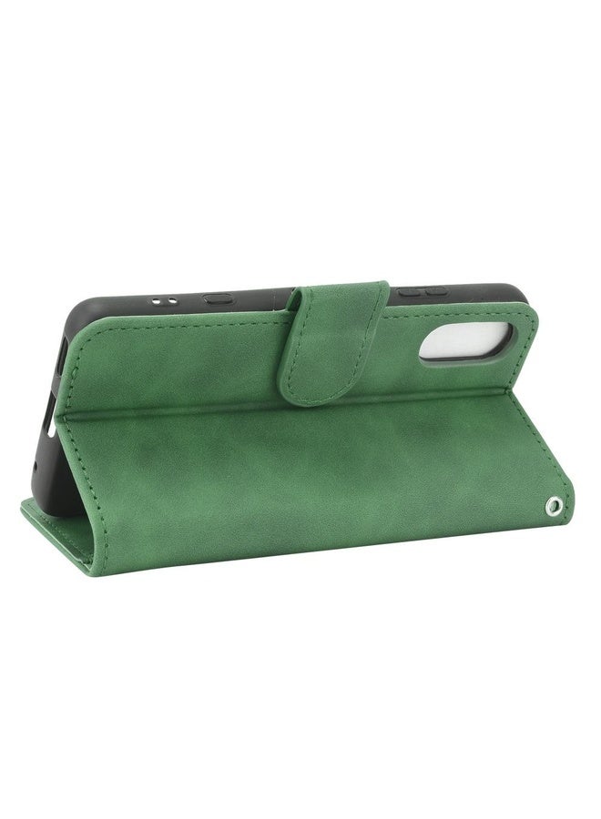 HuHa For Sony Xperia Ace II Solid Color Skin Feel Magnetic Buckle Horizontal Flip Calf Texture PU Leather Case with Holder & Card Slots & Wallet(Green)  - Image 5