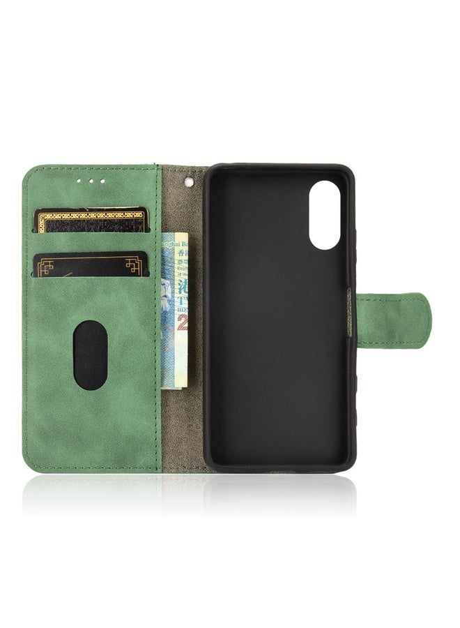 HuHa For Sony Xperia Ace II Solid Color Skin Feel Magnetic Buckle Horizontal Flip Calf Texture PU Leather Case with Holder & Card Slots & Wallet(Green)  - Image 3