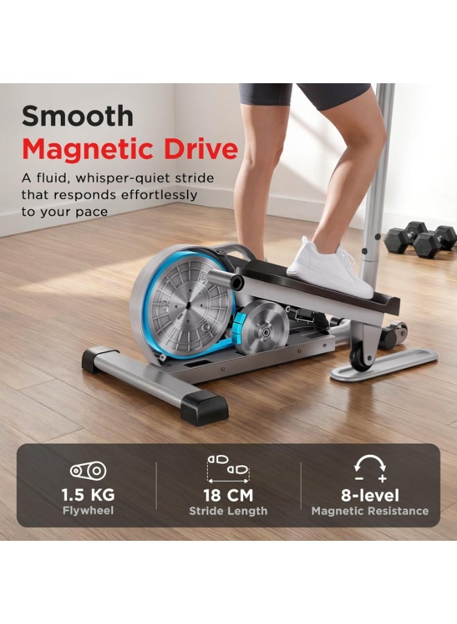 Sunny Fully Assembled Magnetic Under Desk Elliptical Peddler, Portable Mini Elliptical, Foot & Leg Pedal Exerciser, Optional with Handlebars - Image 3