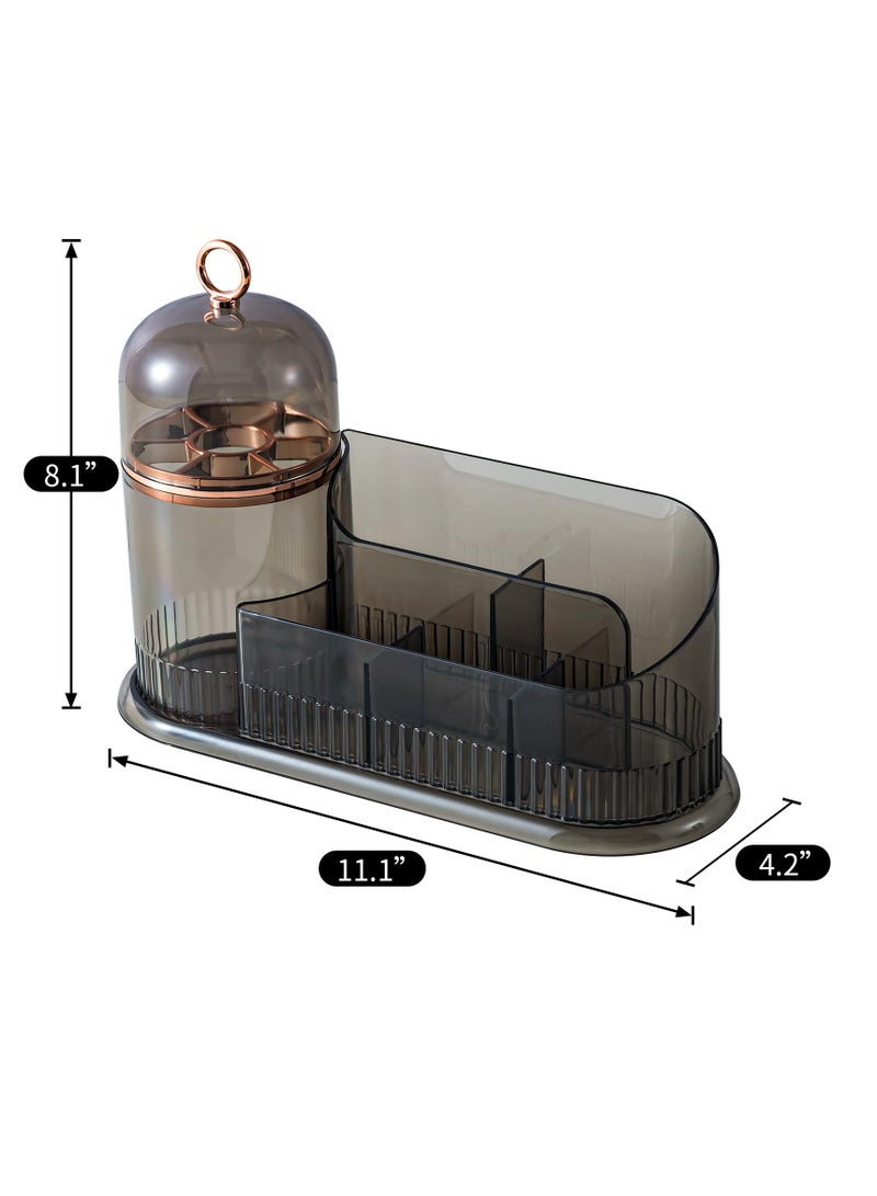 Excefore Makeup Organizer for Vanity, Gray Skincare Organizer with Partitioned Storage, Makeup Brush Holder, and Cosmetic Display Case, Ideal for Bedroom Countertop and Bathroom Storage - Image 3