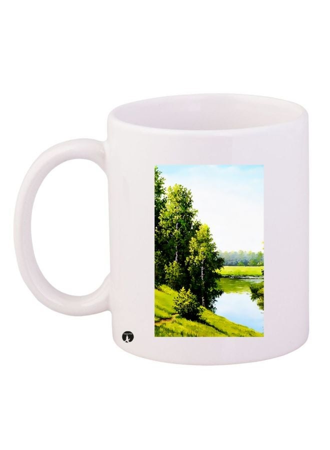 Forest Printed Coffee Mug White/Green/Blue 11ounce