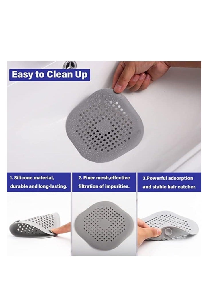 0TO1 TECH Silicone Drain Cover with Suction Cups | 4-Pack Hair Catcher for Bathroom & Kitchen | Prevents Clogs & Insects | Easy to Clean | 5.51" Square Design - Image 2