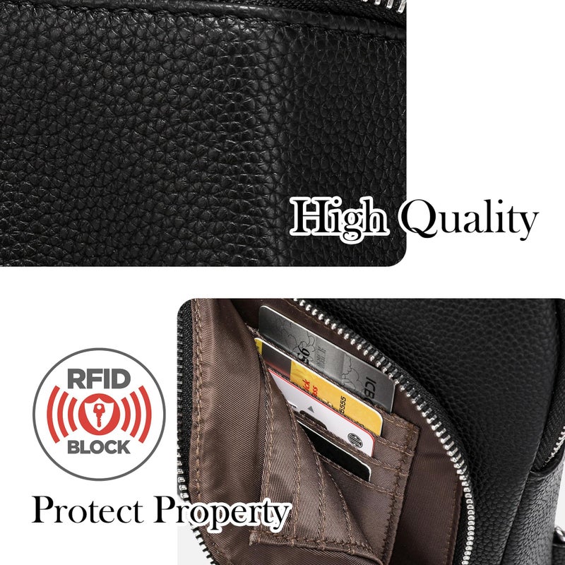 INICAT RFID Blocking Sling Bag, Anti Theft Crossbody Bag for Women, Travel Fanny Pack Style Purse, Vegan Leather (Black) - Image 4